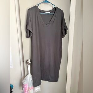 Zenana Outfitters Charcoal V-Neck Dress